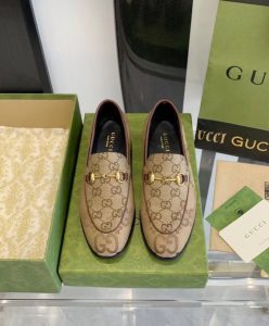 Gucci Womens Jordaan Maxi GG Canvas Loafers Apricot-2