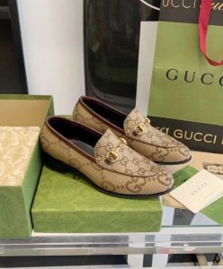 Gucci Womens Jordaan Maxi GG Canvas Loafers Apricot-3