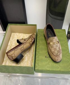 Gucci Womens Jordaan Maxi GG Canvas Loafers Apricot-6