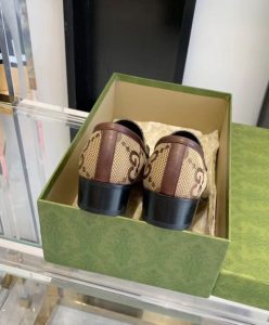 Gucci Womens Jordaan Maxi GG Canvas Loafers Apricot-7