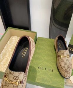 Gucci Womens Jordaan Maxi GG Canvas Loafers Apricot-9