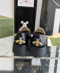 Gucci Womens Leather Lug Sole Horsebit Loafer 77236 Black-6