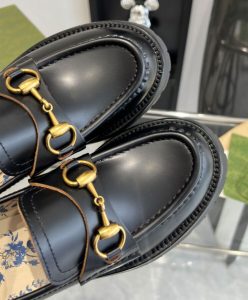 Gucci Womens Leather Lug Sole Horsebit Loafer 77236 Black-9