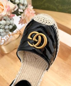 Gucci Womens Leather Platform Espadrille 573023 Black-10