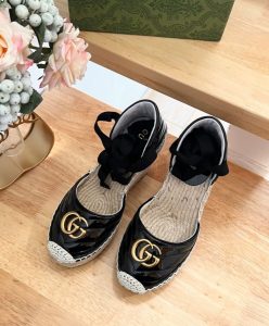 Gucci Womens Leather Platform Espadrille 573023 Black-4