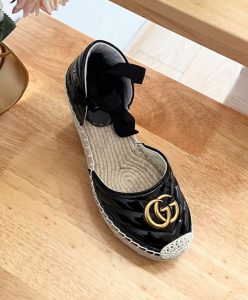 Gucci Womens Leather Platform Espadrille 573023 Black-6