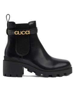 Gucci Womens Mid-Heel Boot With Logo 734909 Black-1