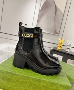Gucci Womens Mid-Heel Boot With Logo 734909 Black-4