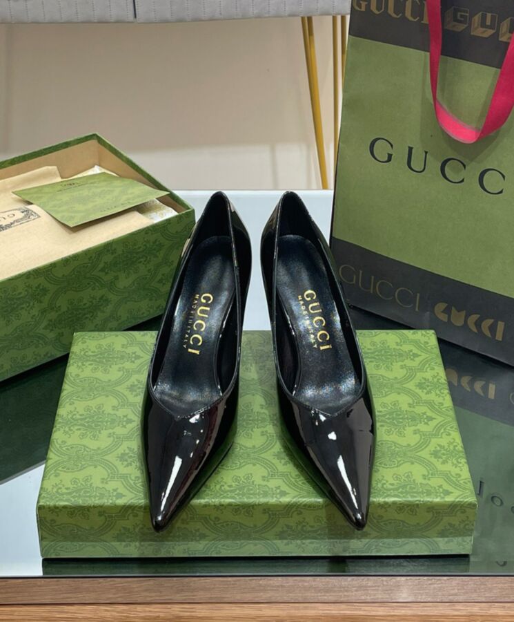 Gucci Womens Mid-heel Patent Pump 716687 Black-2