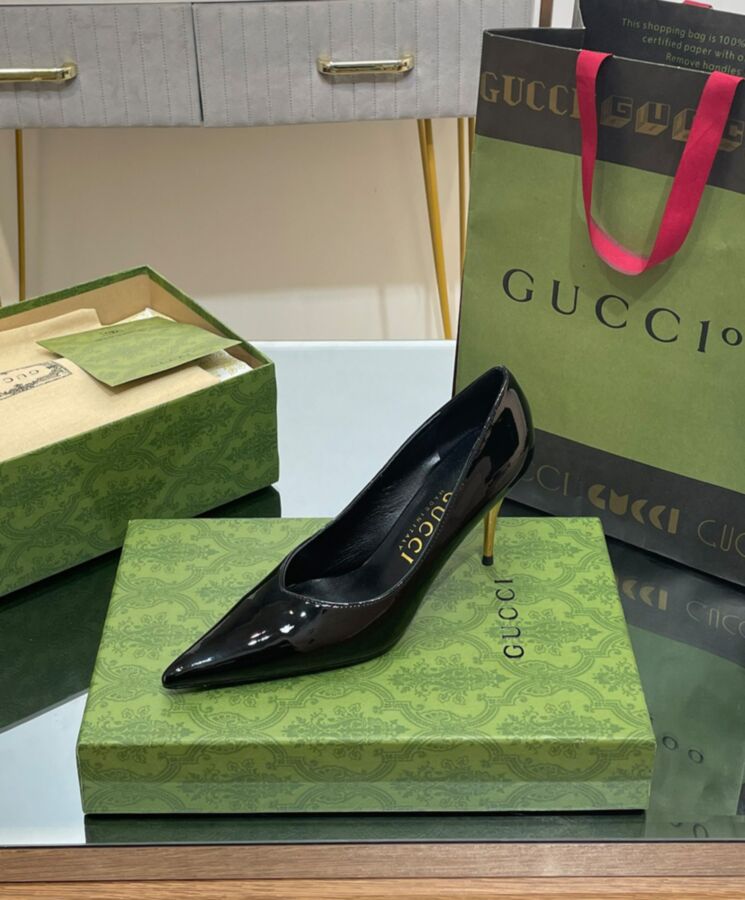 Gucci Womens Mid-heel Patent Pump 716687 Black-5