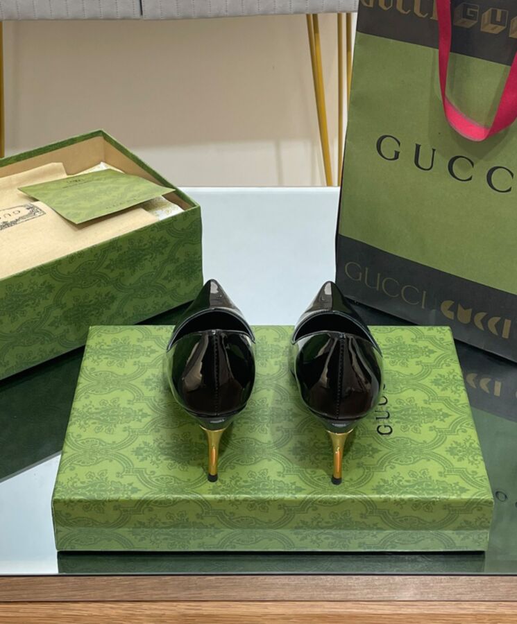 Gucci Womens Mid-heel Patent Pump 716687 Black-8