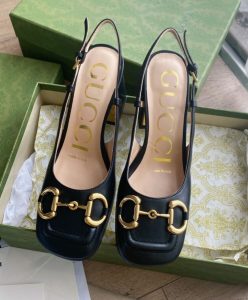 Gucci Womens Mid-heel Slingback With Horsebit Black-2