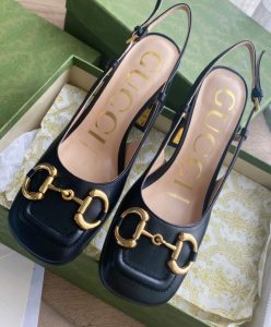 Gucci Womens Mid-heel Slingback With Horsebit Black-3