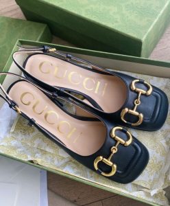 Gucci Womens Mid-heel Slingback With Horsebit Black-4