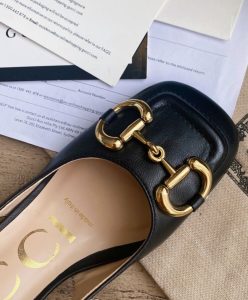 Gucci Womens Mid-heel Slingback With Horsebit Black-6