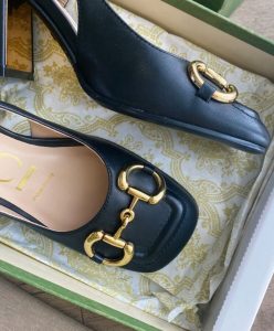 Gucci Womens Mid-heel Slingback With Horsebit Black-7