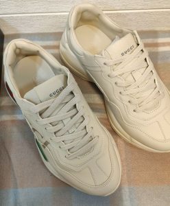 Gucci Womens Rhyton Gucci logo leather sneaker Cream-5