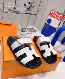 Hermes Unisex Chypre Sandal White-5