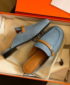Hermes Womens Lena Mule Blue-5