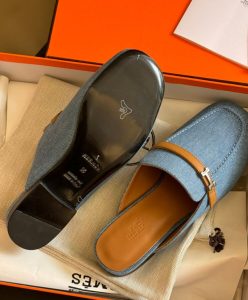 Hermes Womens Lena Mule Blue-7