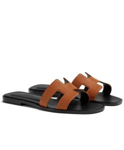 Hermes Womens Oran Sandal Coffee-1