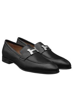 Hermes Womens Paris Fitted Loafer Black-1