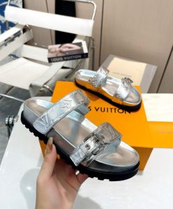 Louis Vuitton Womens Bom Dia Flat Comfort Mule 1AB3OH Silver-4