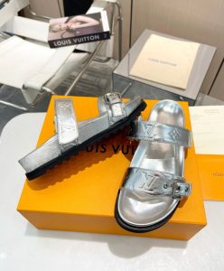 Louis Vuitton Womens Bom Dia Flat Comfort Mule 1AB3OH Silver-6