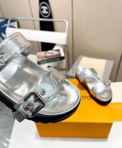 Louis Vuitton Womens Bom Dia Flat Comfort Mule 1AB3OH Silver-8