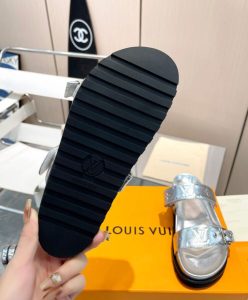 Louis Vuitton Womens Bom Dia Flat Comfort Mule 1AB3OH Silver-9