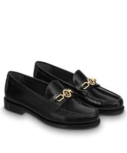 Louis Vuitton Womens Chess Flat Loafer Black-1