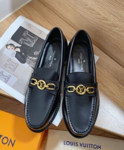 Louis Vuitton Womens Chess Flat Loafer Black-2