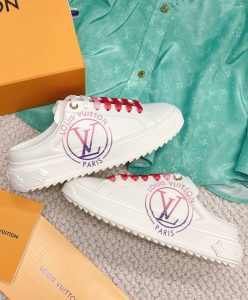 Louis Vuitton Womens Time Out Open Back Sneaker White-6