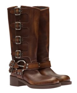 Miumiu Womens Leather Biker Boots-1