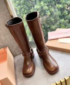 Miumiu Womens Leather Biker Boots-2