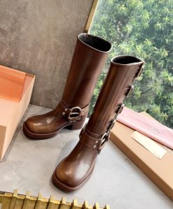 Miumiu Womens Leather Biker Boots-3