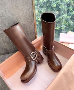 Miumiu Womens Leather Biker Boots-5