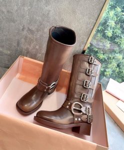 Miumiu Womens Leather Biker Boots-6