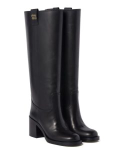 Miumiu Womens Leather Boots Black-1