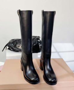 Miumiu Womens Leather Boots Black-2
