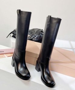 Miumiu Womens Leather Boots Black-3