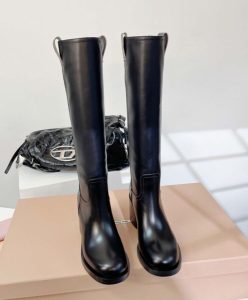 Miumiu Womens Leather Boots Black-4
