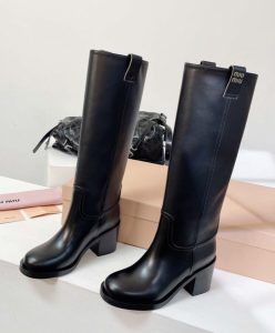 Miumiu Womens Leather Boots Black-5