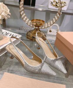 Miumiu Womens Satin Slingback Pumps Silver-5