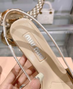 Miumiu Womens Satin Slingback Pumps Silver-9