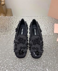 Miumiu Womens Satin Slippers Black-2