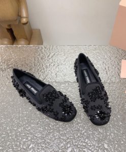 Miumiu Womens Satin Slippers Black-3