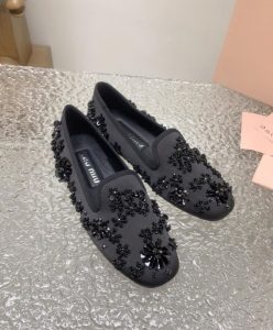 Miumiu Womens Satin Slippers Black-5