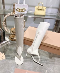 Miumiu Womens Stretch Nappa Leather Thong Boots-2