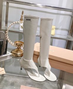 Miumiu Womens Stretch Nappa Leather Thong Boots-3